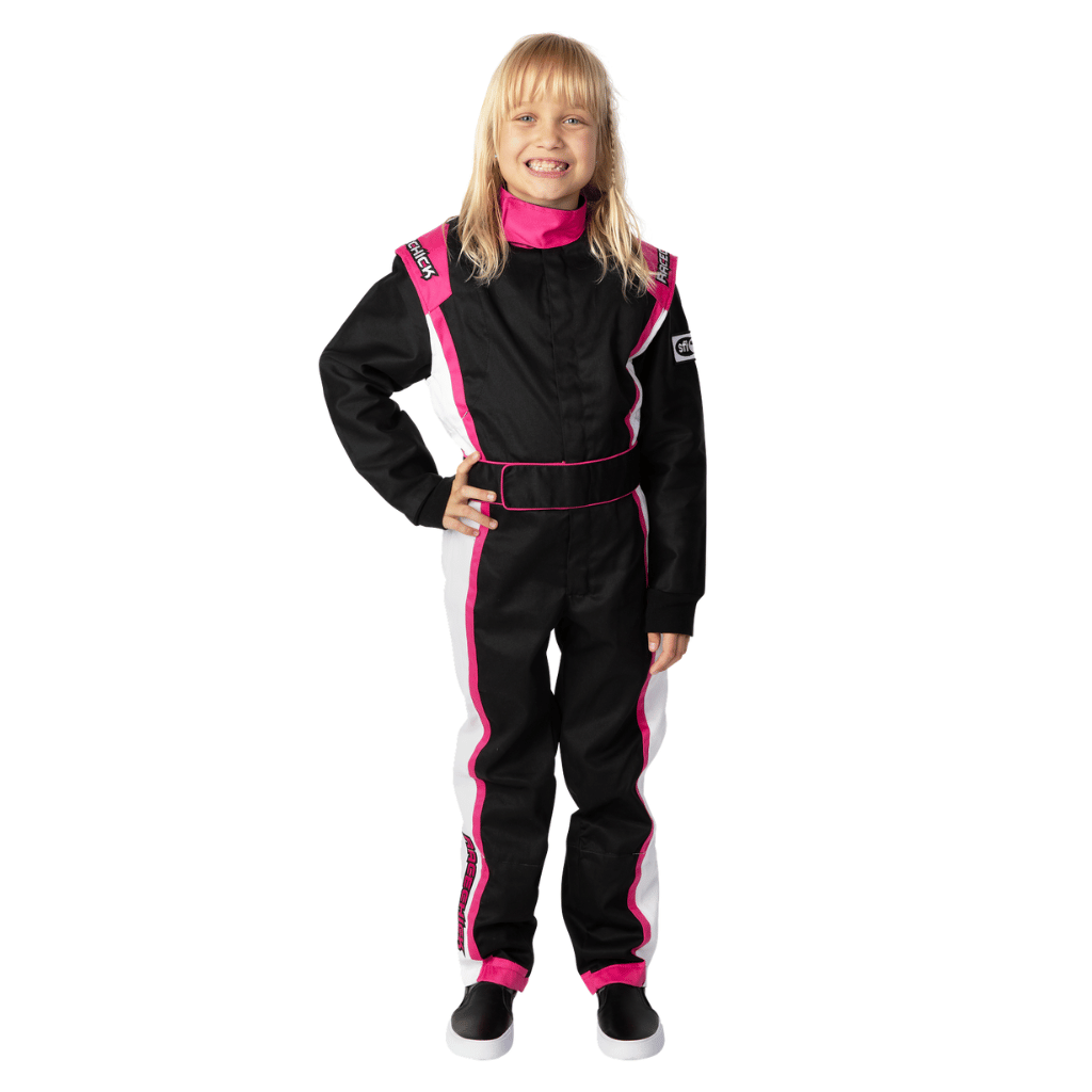 SFI Rated Youth Girls Race Suit in Black Pink