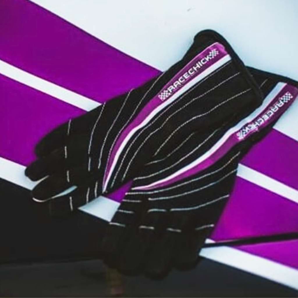 Ladies Racing Gloves in Black and Purple