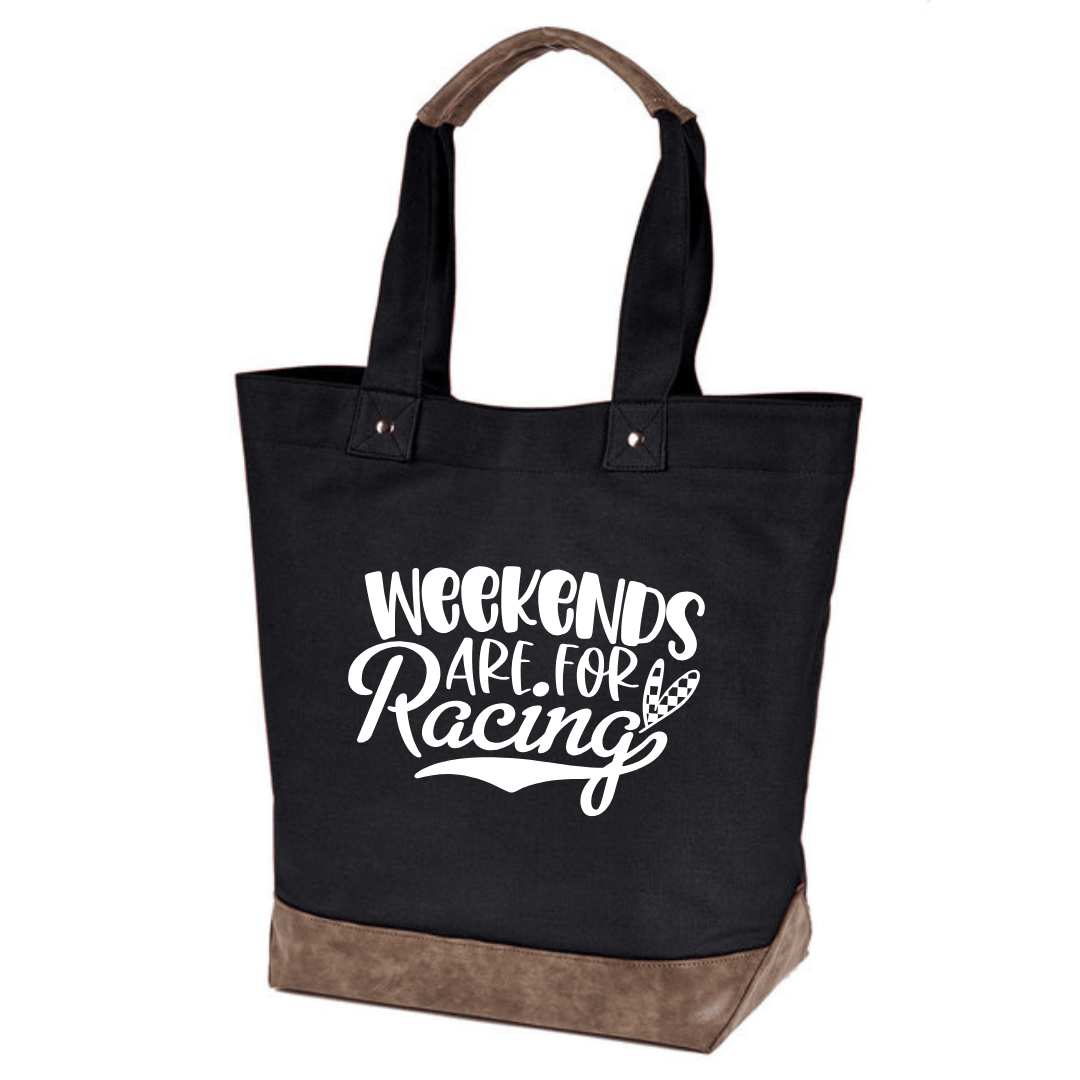 Weekends are for Racing Large Tote Bag