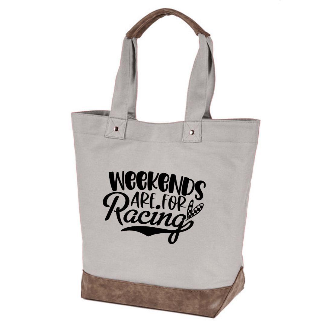 Weekends are for Racing Large Tote Bag