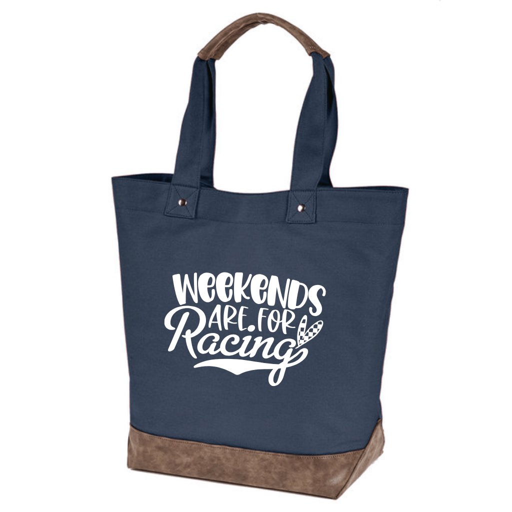 Weekends are for Racing Large Tote Bag