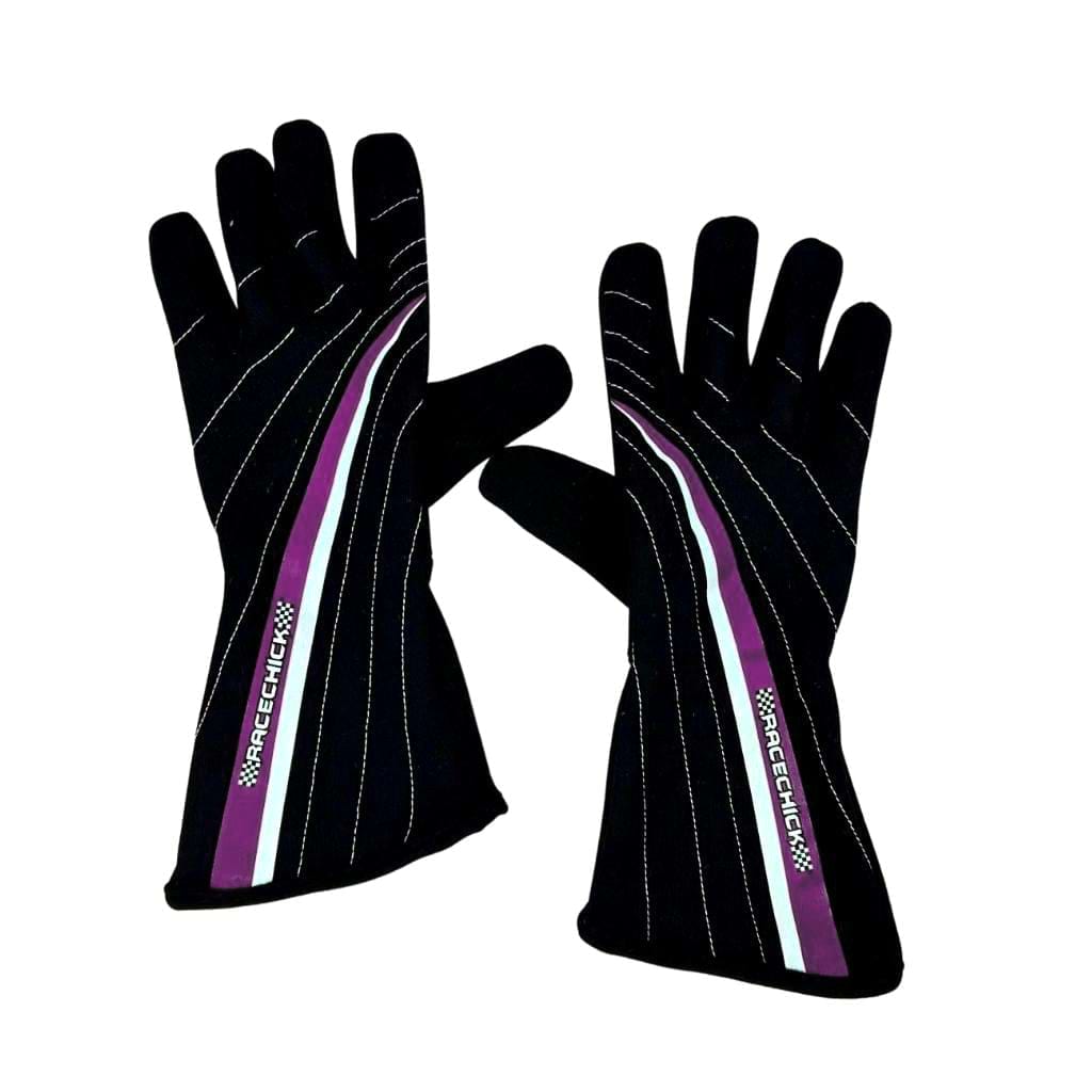 Auto Racing Gloves for Women in Black and Purple