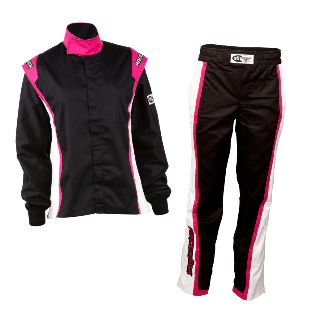 Racechick - FIERCE Two-Piece Women&#39;s Auto Racing Suit SFI 3.2A/1 (Black/Pink)