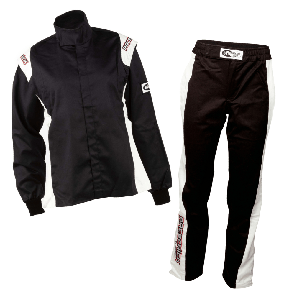 Racechick - FIERCE Two-Piece Women&#39;s Auto Racing Suit SFI 3.2A/1 (Black/White)