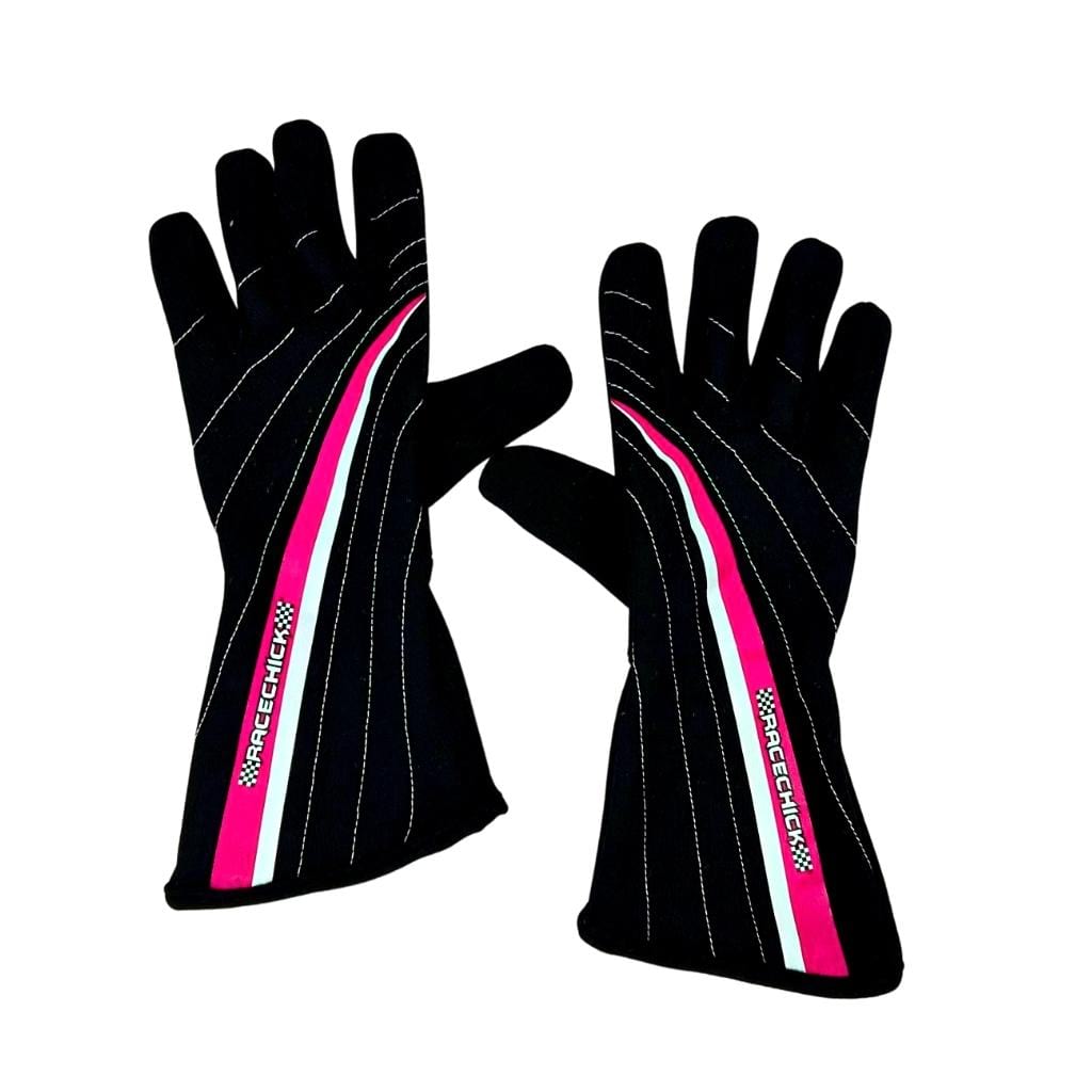 Racechick &#39;FIERCE&#39; SFI 3.3/1 Women&#39;s Racing Gloves (Black/Pink)