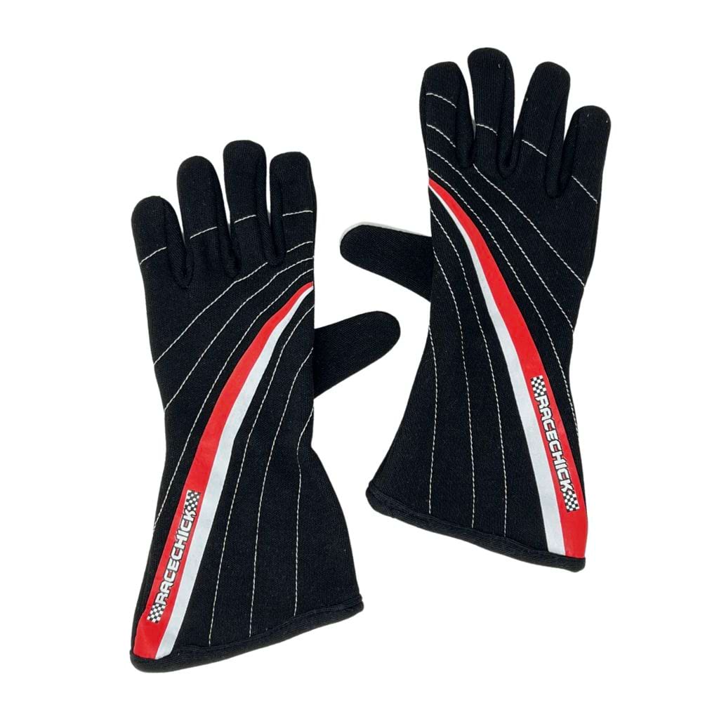 Racechick &#39;FIERCE&#39; SFI 3.3/1 Women&#39;s Racing Gloves (Black/Red)