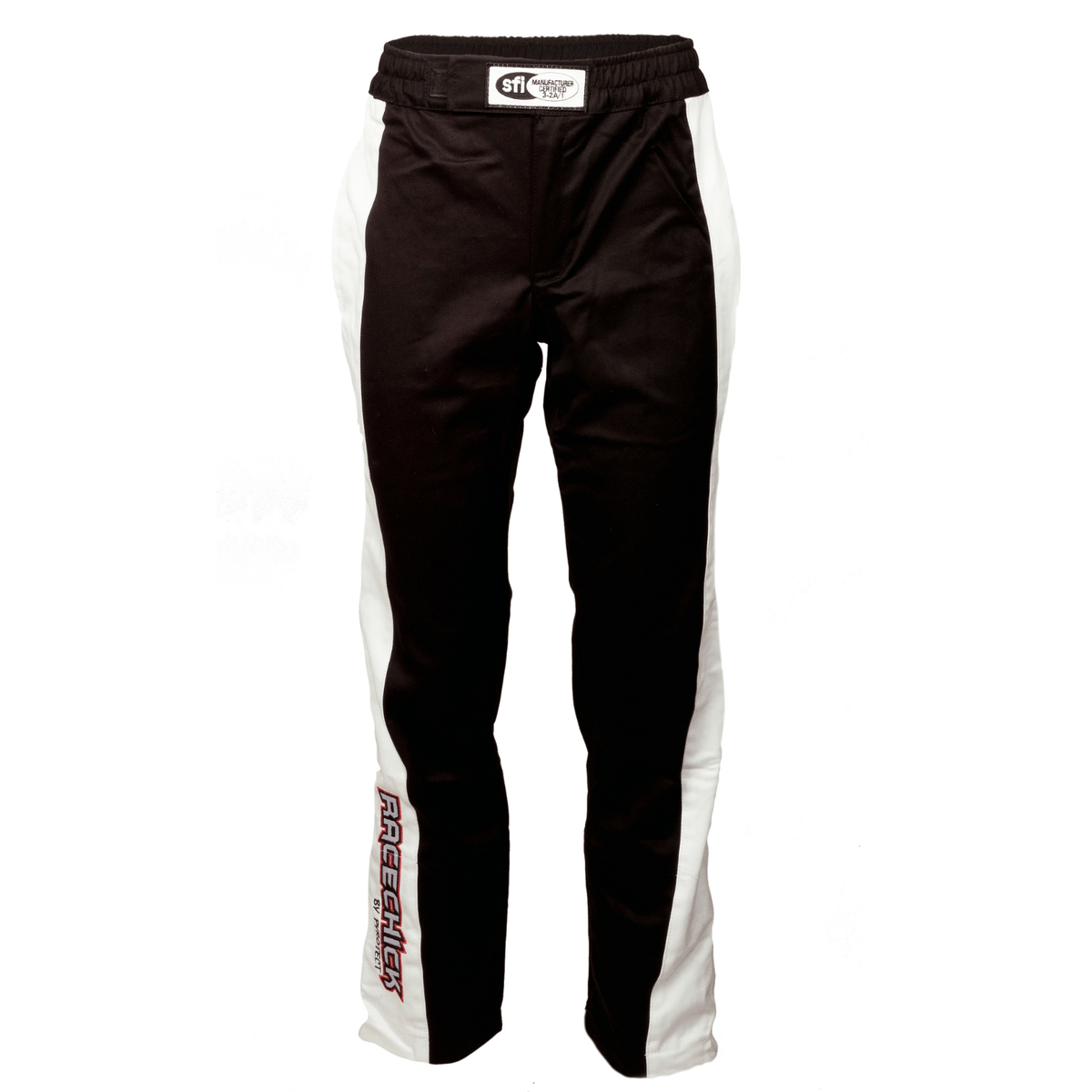 &#39;FIERCE&#39; SFI 3.2A/1 FR Cotton Women&#39;s Racing Pants (Black/White)